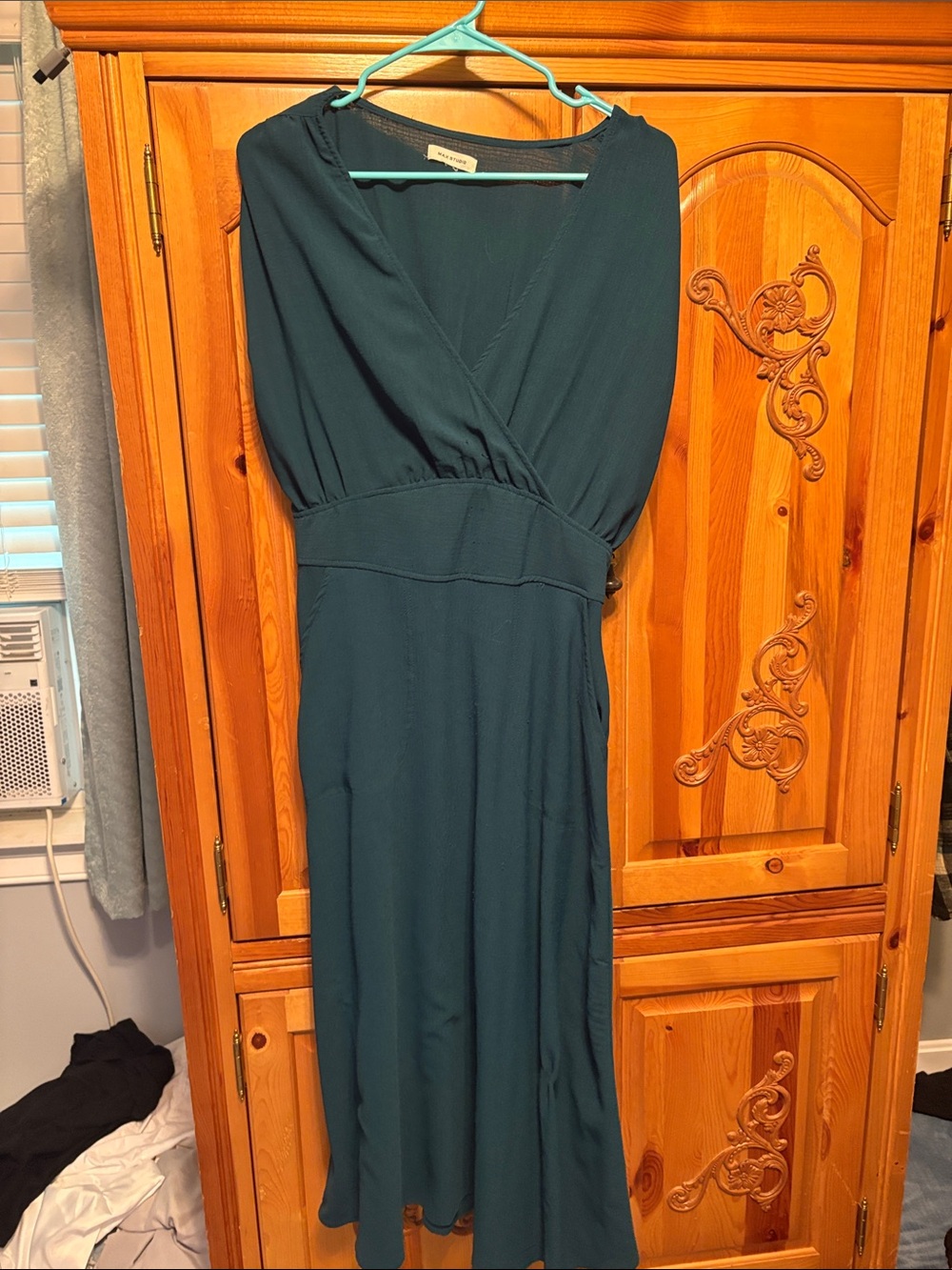 Max Studio Teal Wrap-Style Maxi Dress